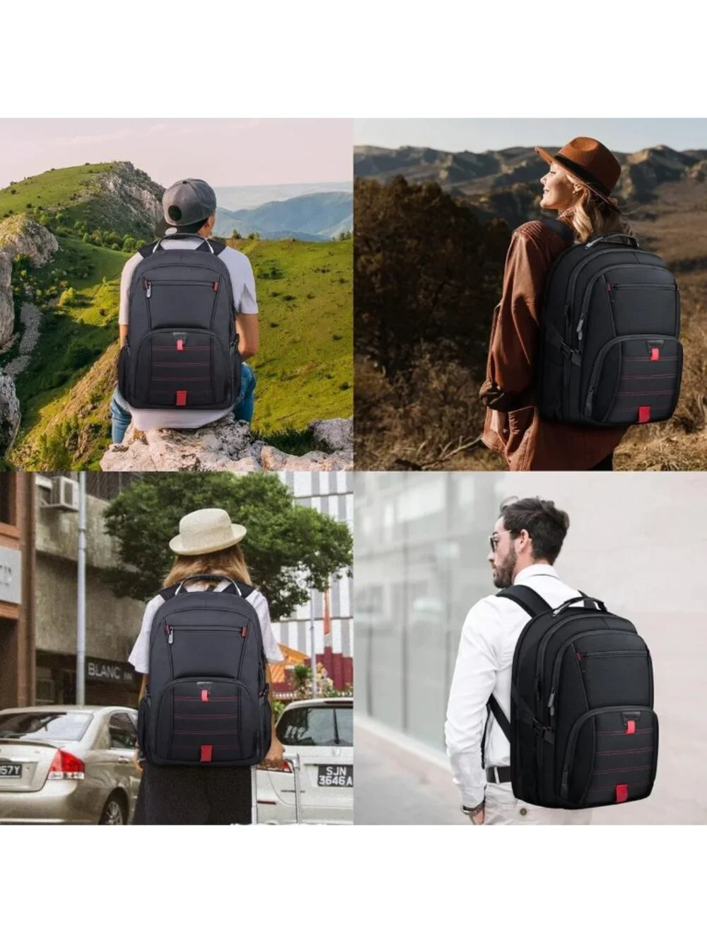 Extra Large Water-Resistant Travel Laptop Backpack, 17.3